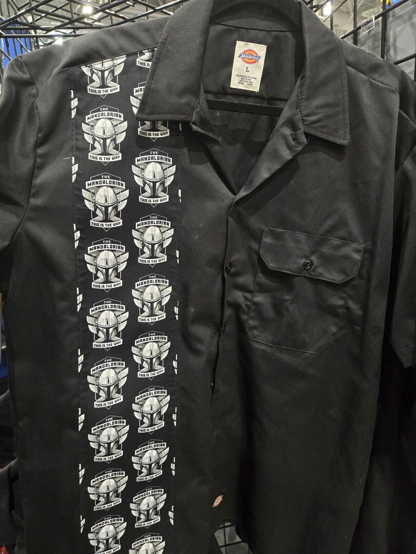 mandalorian dress shirt Star Wars The Mandalorian Din Djarin Striped Mechanic Woven Button-Up - BoxLunch Exclusive